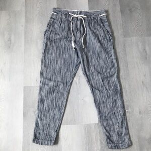 FREE PEOPLE LINEN TROUSER PANTS BLUE STRIPE ANKLE CROP 6